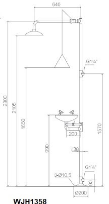 Thông Số Kĩ Thuật Bồn Rửa Mắt Kết Hợp Tắm WJH1358